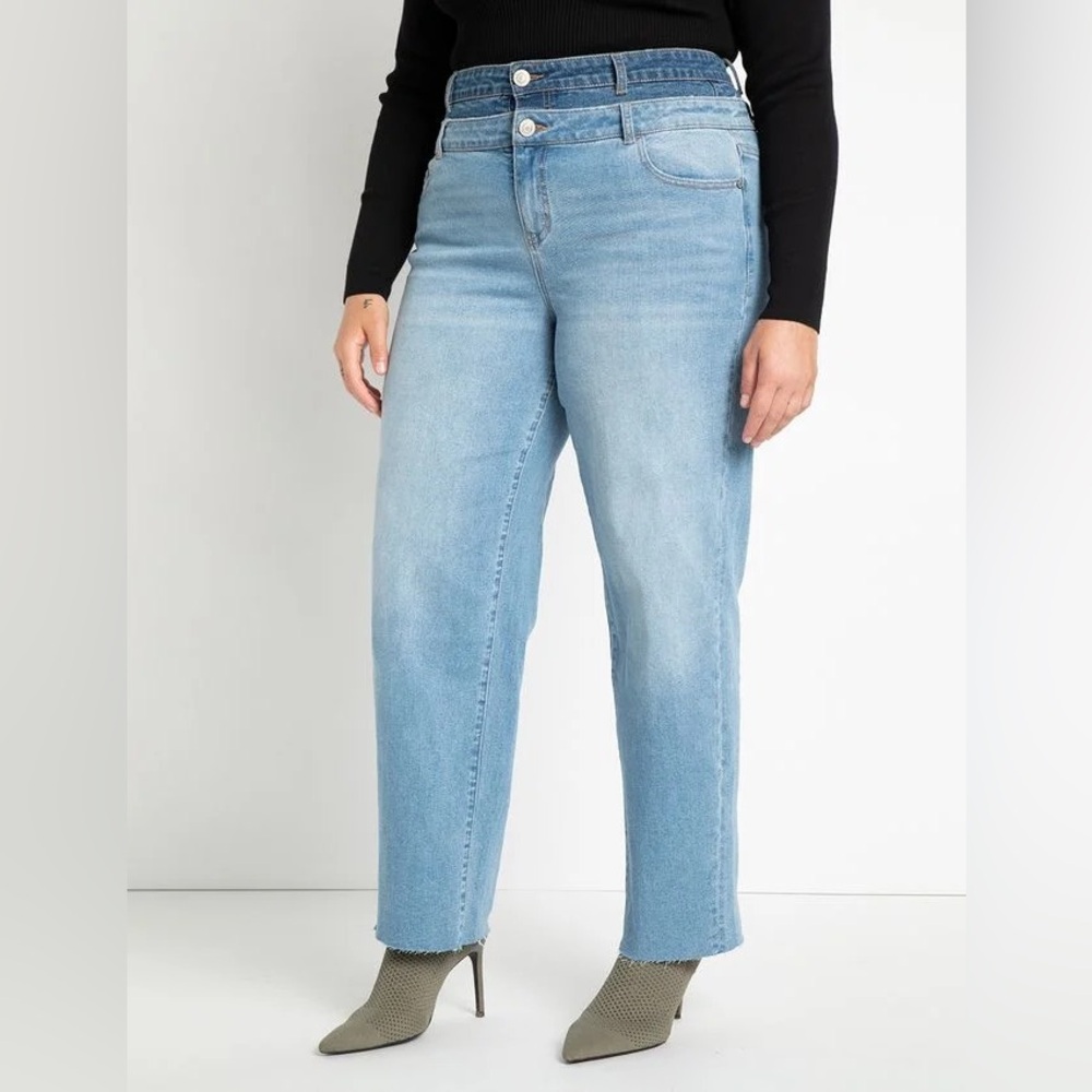 Eloquii Women’s Double Waistband High Rise contour Jeans Size 14